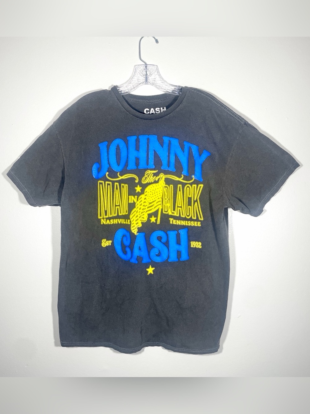 Johnny Cash Man in Black Graphic T-Shirt Western Streetwear Festival